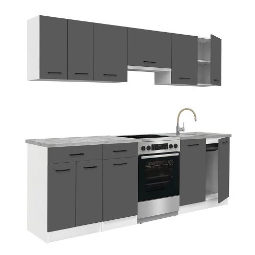 Praktik 240 konyhabútor fehér korpusz, antracit front