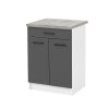 Praktik 60 alsó szekrény 2 ajtós 1 fiókos, fehér-antracit