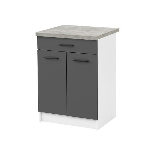 Praktik 60 alsó szekrény 2 ajtós 1 fiókos, fehér-antracit