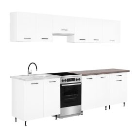 Primo 280 konyhabútor fehér, rauna szil munkalappal