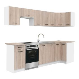 Praktik 270 sarok konyhabútor fehér korpusz, sonoma tölgy front