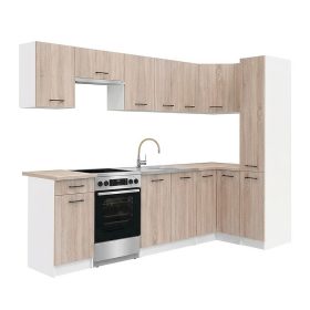 Praktik 300 sarok konyhabútor fehér korpusz, sonoma tölgy front