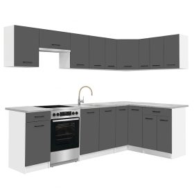 Praktik 330 sarok konyhabútor fehér korpusz, antracit front