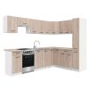 Praktik 360 sarok konyhabútor fehér korpusz, sonoma tölgy front