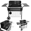 Görgős faszenes grill állítható rácsemelővel