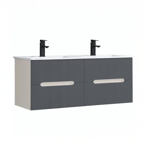 Trent 120 alsó fürdőszobabútor kerámia mosdóval (2 fiókos) fehér-antracit szürke