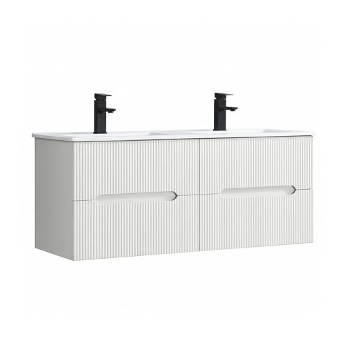 Trent 120 alsó fürdőszobabútor kerámia mosdóval 4 fiókos, fehér