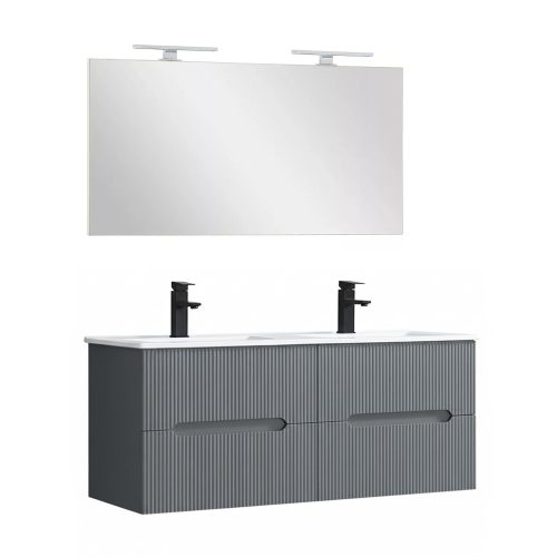 Trent Fürdőszobabútor 120 cm kerámia mosdóval tükörrel 60x120 cm antracit szürke