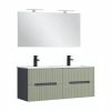 Trent Fürdőszobabútor 120 cm kerámia mosdóval tükörrel 60x120 cm antracit szürke-olivazöld