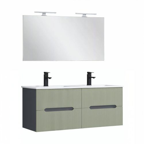 Trent Fürdőszobabútor 120 cm kerámia mosdóval tükörrel 60x120 cm antracit szürke-olivazöld