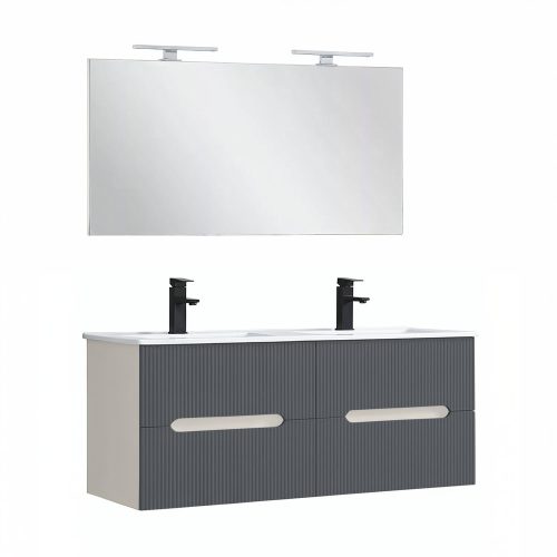 Trent Fürdőszobabútor 120 cm kerámia mosdóval tükörrel 60x120 cm fehér-antracit szürke