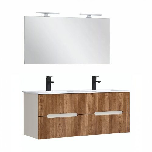 Trent Fürdőszobabútor 120 cm kerámia mosdóval tükörrel 60x120 cm fehér-sunset tölgy