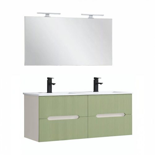 Trent Fürdőszobabútor 120 cm kerámia mosdóval tükörrel 60x120 cm fehér-pisztáciazöld