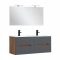 Trent Fürdőszobabútor 120 cm kerámia mosdóval tükörrel 60x120 cm sunset tölgy-antracit szürke