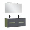 Trent Fürdőszobabútor 120 cm kerámia mosdóval tükörrel 60x120 cm pisztáciazöld-antracit szürke
