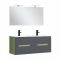 Trent Fürdőszobabútor 120 cm kerámia mosdóval tükörrel 60x120 cm pisztáciazöld-antracit szürke