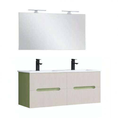 Trent Fürdőszobabútor 120 cm kerámia mosdóval tükörrel 60x120 cm pisztáciazöld-fehér