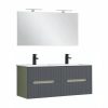 Trent Fürdőszobabútor 120 cm kerámia mosdóval tükörrel 60x120 cm olivazöld-antracit szürke