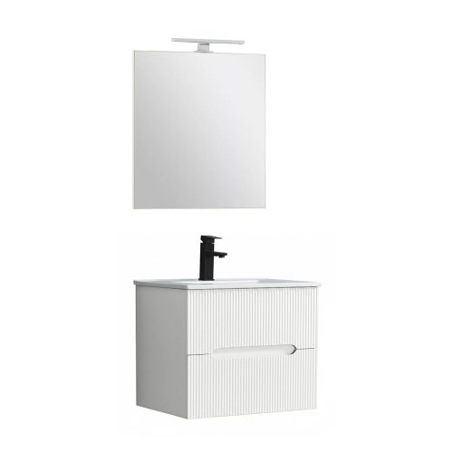 Trent Fürdőszobabútor 60 cm kerámia mosdóval (2 fiókos) tükörrel 60x80 cm fehér