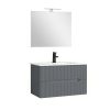 Trent Fürdőszobabútor 80 cm kerámia mosdóval (2 fiókos) tükörrel 60x80 cm antracit szürke
