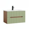 Trent 80 alsó fürdőszobabútor kerámia mosdóval (2 fiókos) sunset tölgy-pisztáciazöld