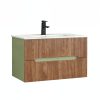 Trent 80 alsó fürdőszobabútor kerámia mosdóval (2 fiókos) pisztáciazöld-sunset tölgy