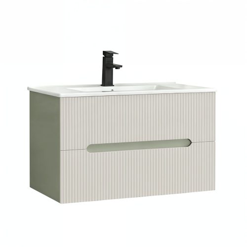 Trent 80 alsó fürdőszobabútor kerámia mosdóval (2 fiókos) olivazöld-fehér