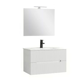 Trent Fürdőszobabútor 80 cm kerámia mosdóval (2 fiókos) tükörrel 60x80 cm fehér