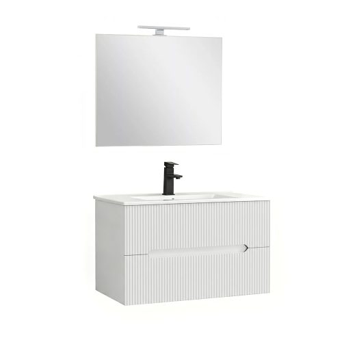 Trent Fürdőszobabútor 80 cm kerámia mosdóval (2 fiókos) tükörrel 60x80 cm fehér