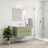 Trent Fürdőszobabútor 80 cm kerámia mosdóval (2 fiókos) tükörrel 60x80 cm olivazöld-pisztáciazöld