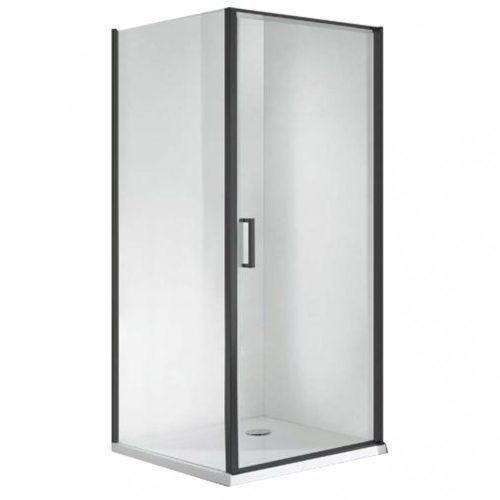 Quadrum Black 1 nyílóajtós szögletes zuhanykabin Easy clean bevonattal zuhanytálca nélkül