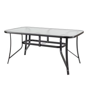 Canillo fémvázas üveg kerti asztal fekete