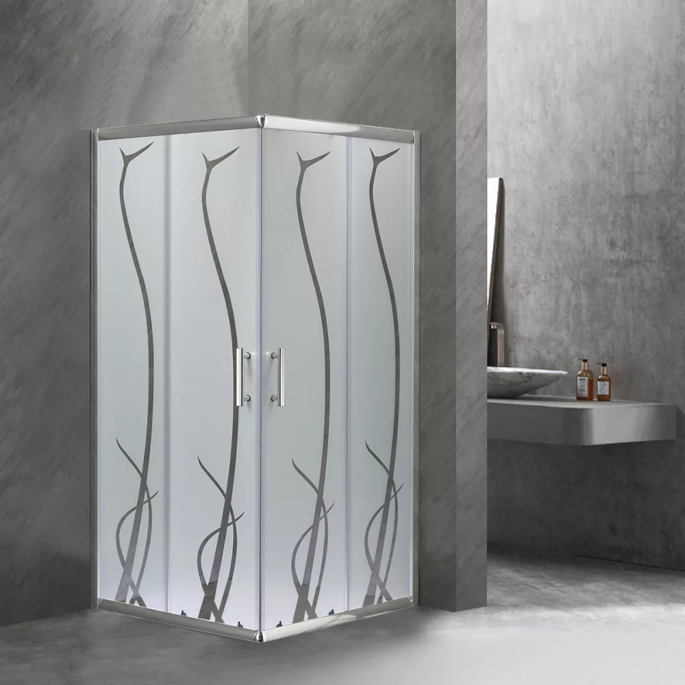 Cabină de duș pătrată Spirit Bamboo 80x80 cm, fără cădiță de duș