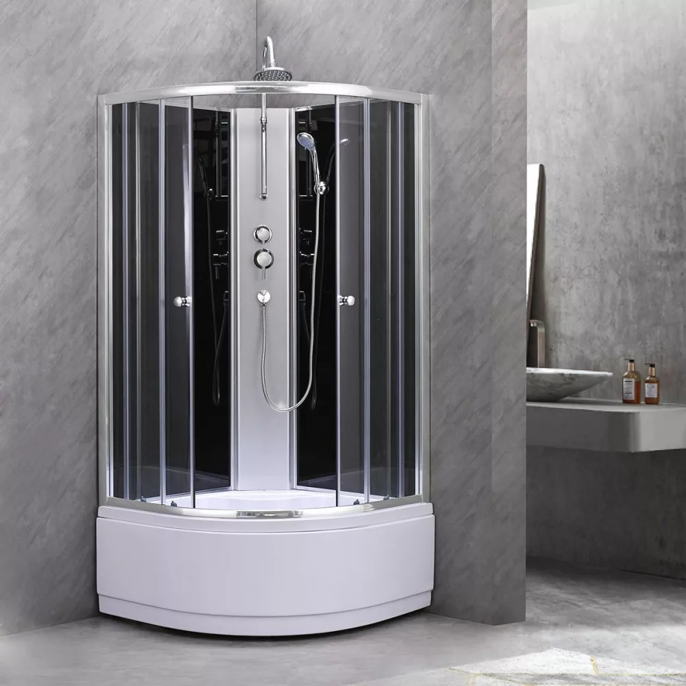 Cabină de duș Karolino 80x80 cm neagră cu tavă adâncă